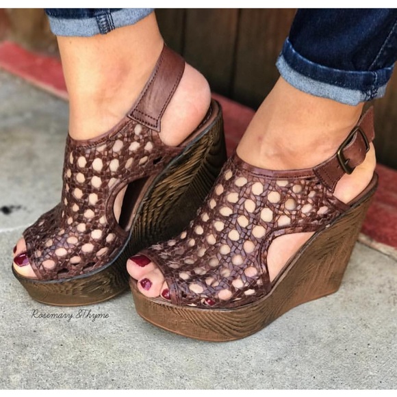 Anthropologie Shoes - Rust Adel Woven Leather Slingback Platform Wedge